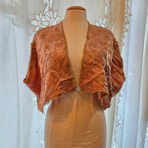 Magnolia Pearl Terra Cotta Silky Embroidered Shrug Stunning